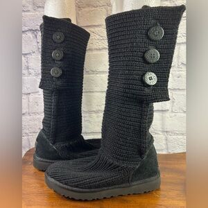 UGG Australia Cardy Black Knit Tall Boots